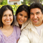 Smiling Latino family